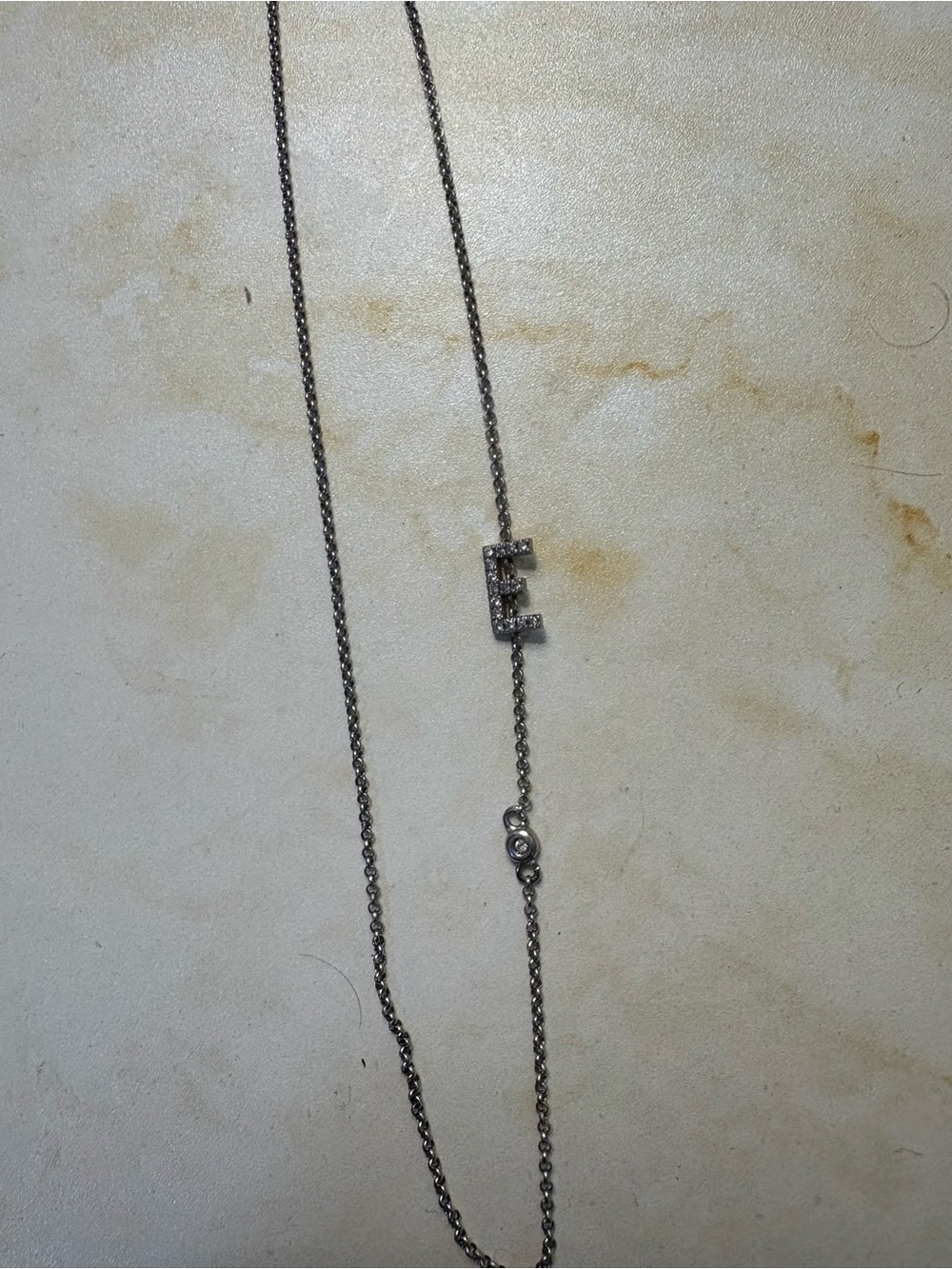 Italian Gold Initial E Sterling Silver Lab Grown Diamond Letter Necklace